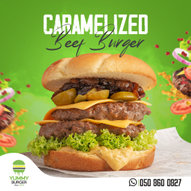 caramelized beef burger